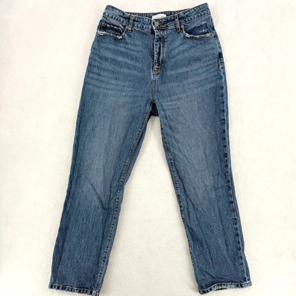 Loft The Curvy Straight Crop Jeans Womens 28/6 Medium Wash Blue High Rise Denim